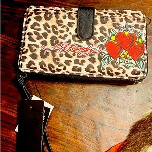 Ed Hardy Leopard and Heart Women's Wallet